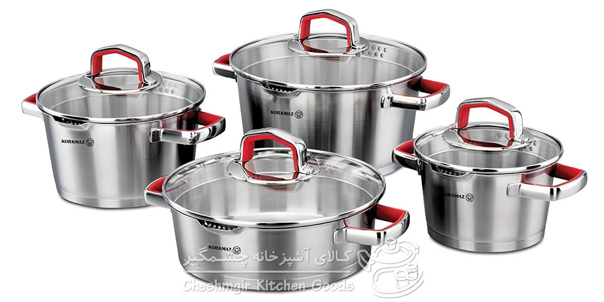 سرویس 8 پارچه قابلمه استیل کرکماز مدل ورتکس کد 1971