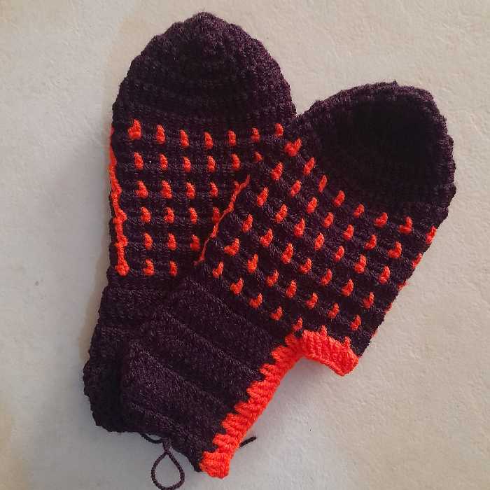 پاپوش قلاب بافی دست بافت طرح کوک