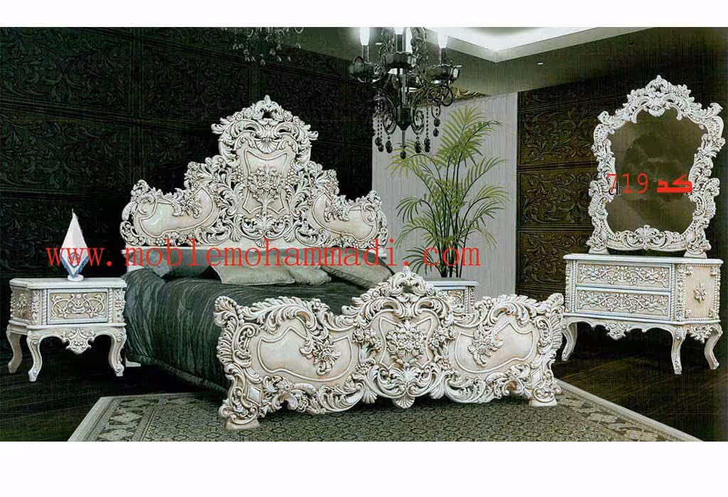 سرویس خواب کد 719چوب راش شامل تخت – دراور -قاب اینه – پاتختی
