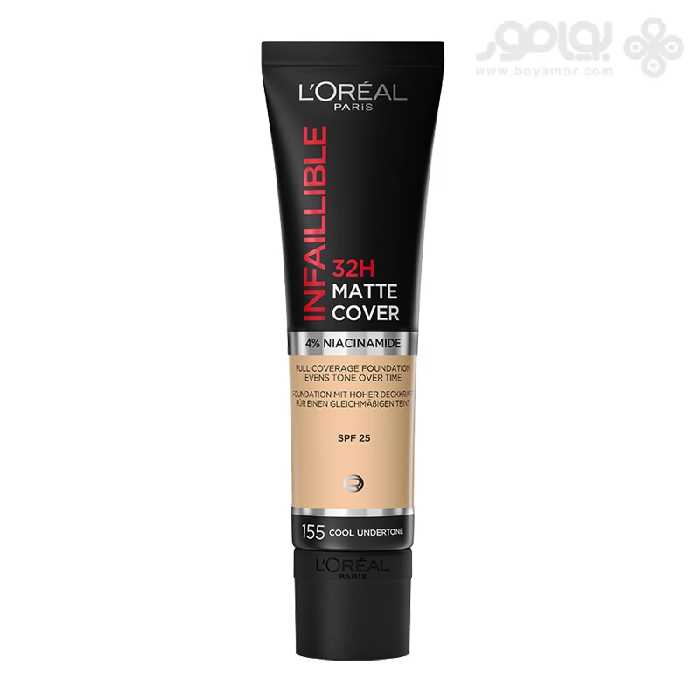 کرم پودر تیوبی لورال اینفیلیبل مدل MATTE COVER 32H شماره 155