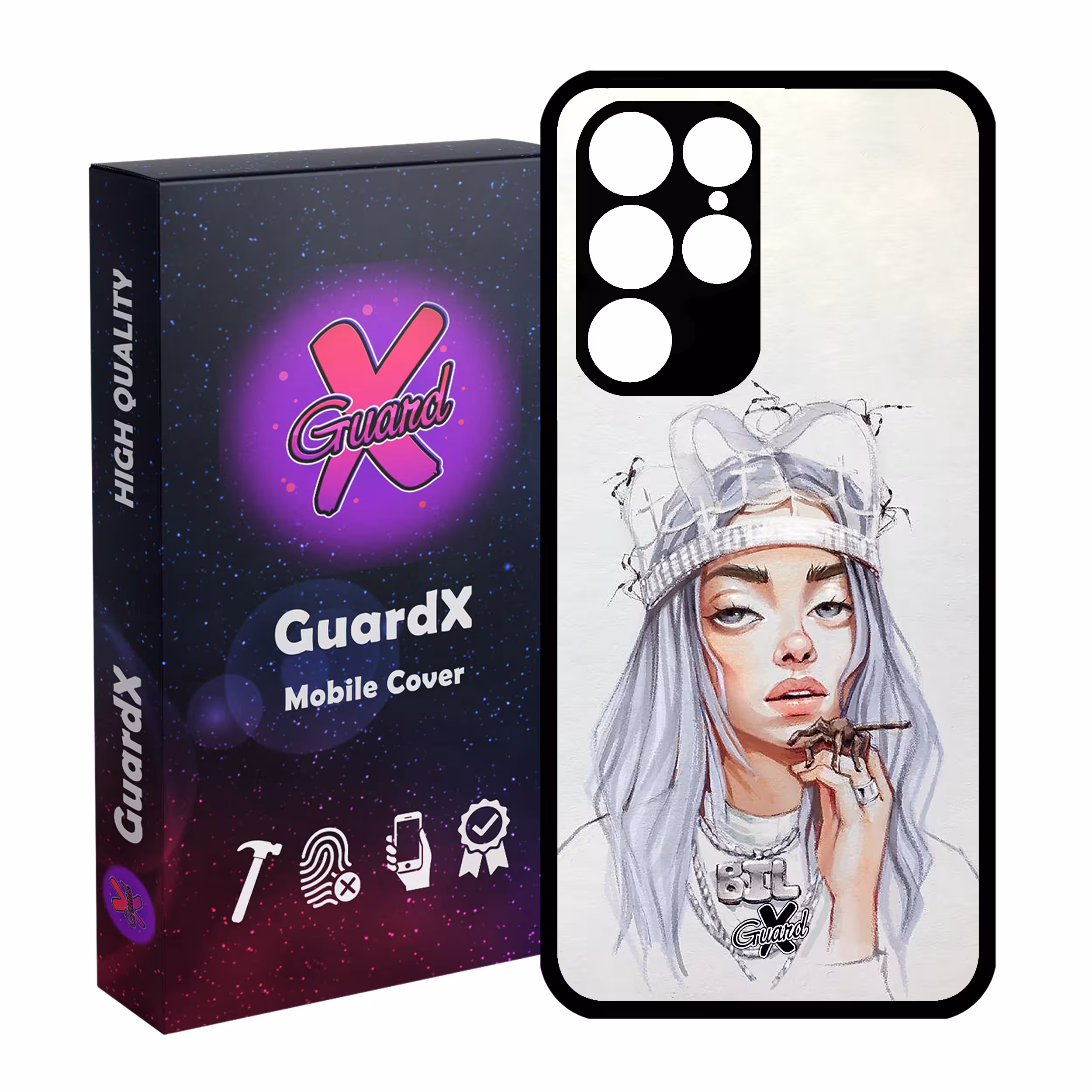کاور گارد ایکس طرح Billie Eilish مدل Glass10149 مناسب برای گوشی موبایل سامسونگ Galaxy S22 Ultra