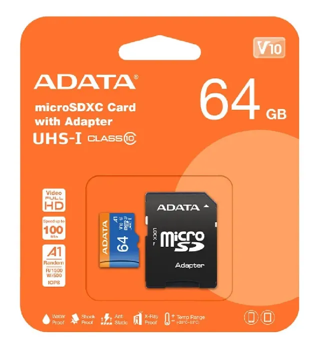 خرید کارت حافظه میکرو اس دی ای دیتا مدل Premier به همراه آداپتور ظرفیت 64 گیگابایت قیمت روز