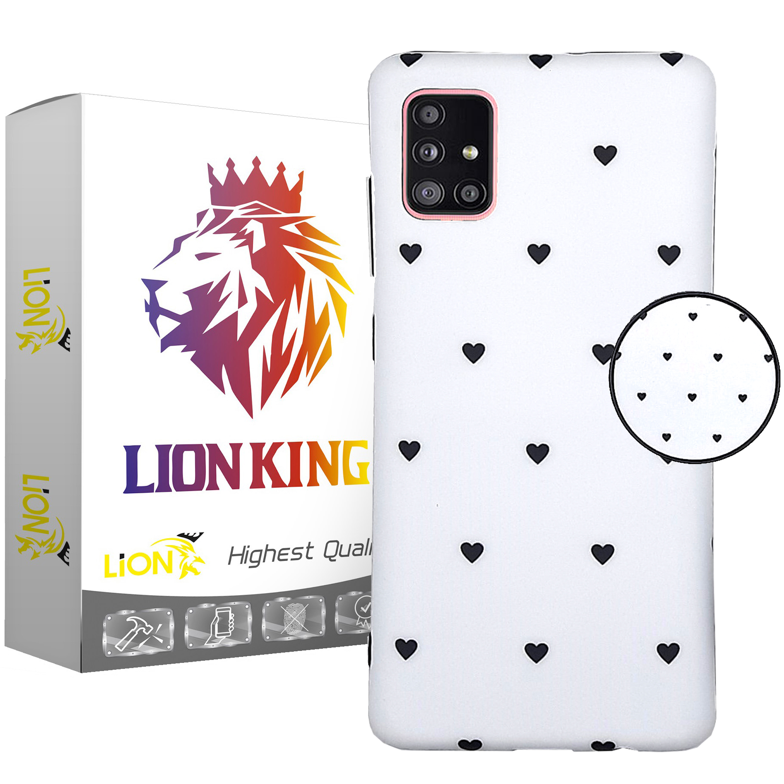 کاور لاین کینگ مدل IMD GHALBI مناسب برای گوشی موبایل سامسونگ Galaxy A51 به همراه پایه نگهدارنده