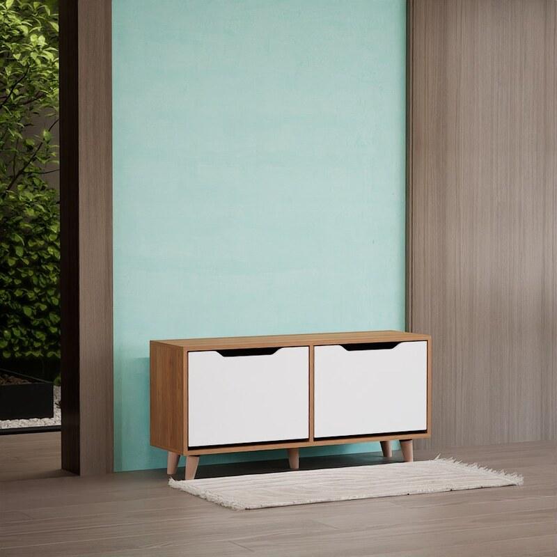 جاکفشی پایه دار داشبوردی بدون کشو دو درب نشیمندار MDF(ارسال پسکرایه) | choobsub