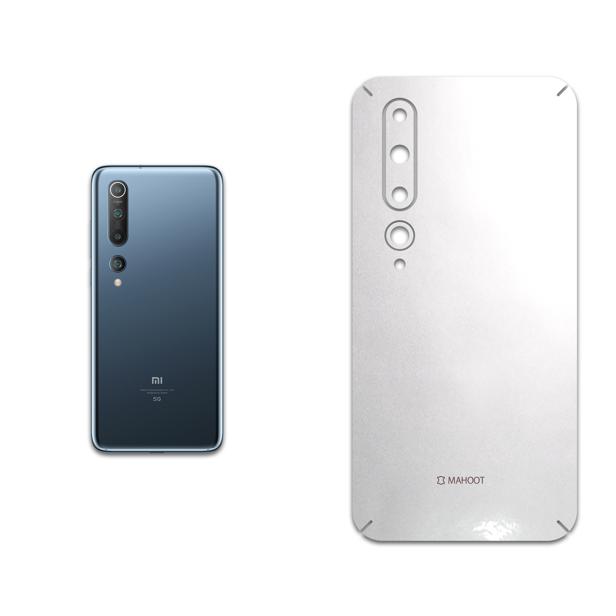 برچسب پوششی ماهوت مدل Metallic-White مناسب برای گوشی موبایل شیائومی Mi 10 5G