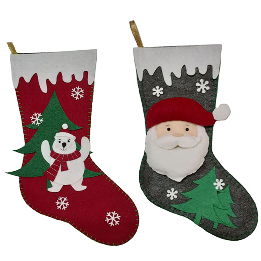 آویز تزیینی طرح جوراب کریسمس مدل M6 مجموعه 2 عددی