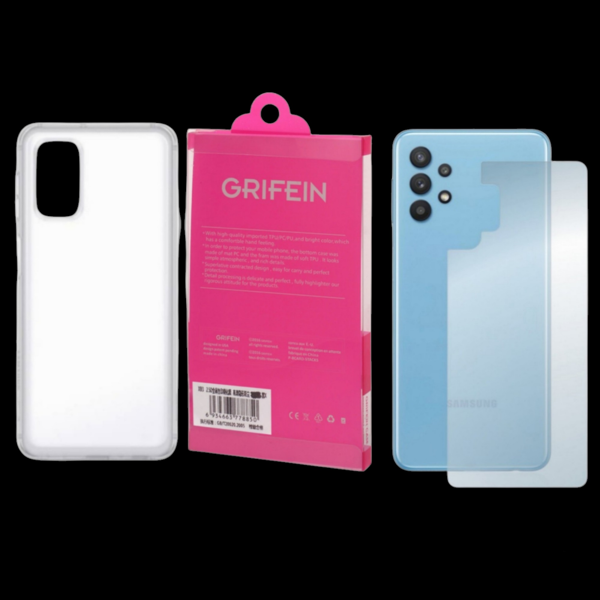 کاور گریفین مدل Simple Transparent مناسب برای گوشی موبایل سامسونگ Galaxy A32 5G / M32 5G به همراه محافظ پشت گوشی 