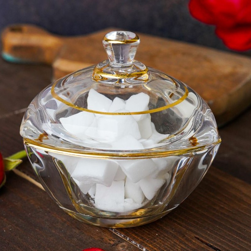 قندان لب طلایی بلوری ساخت چین مدل ونا بسته یک عددی