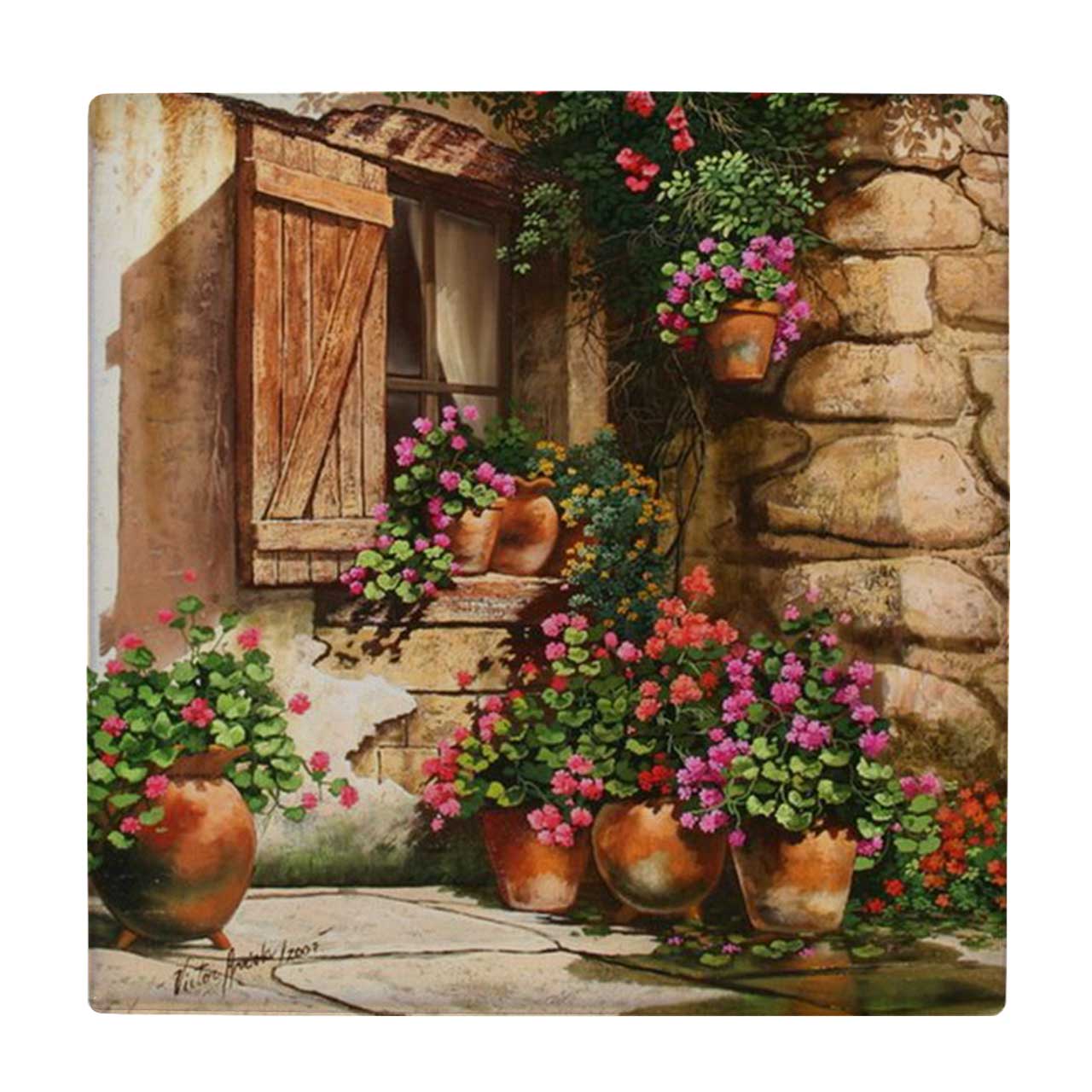 زیر لیوانی طرح خانه ایتالیایی و گلدان ها کد 4045692_2451
