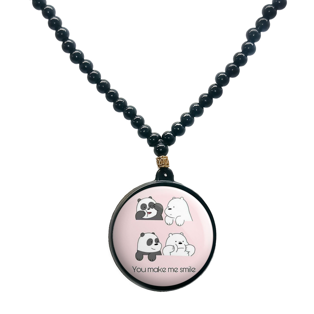 گردنبند پرمانه طرح خرس‌های کله‌فندقی کد pmd.10254 مدل دو طرفه