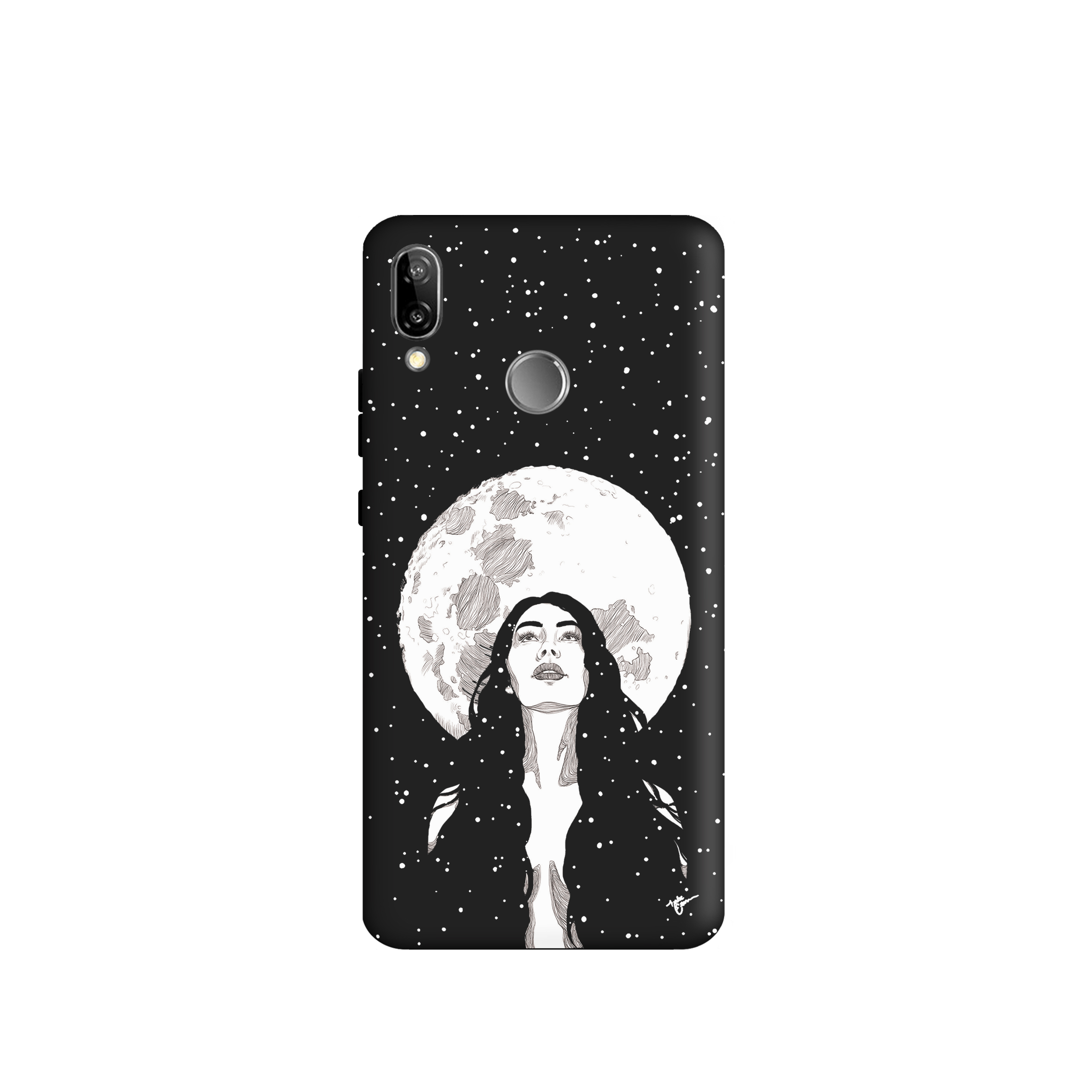 کاور طرح دختر و ماه مینیمال کد u1347 مناسب برای گوشی موبایل هوآوی Nova 3E / P20 Lite