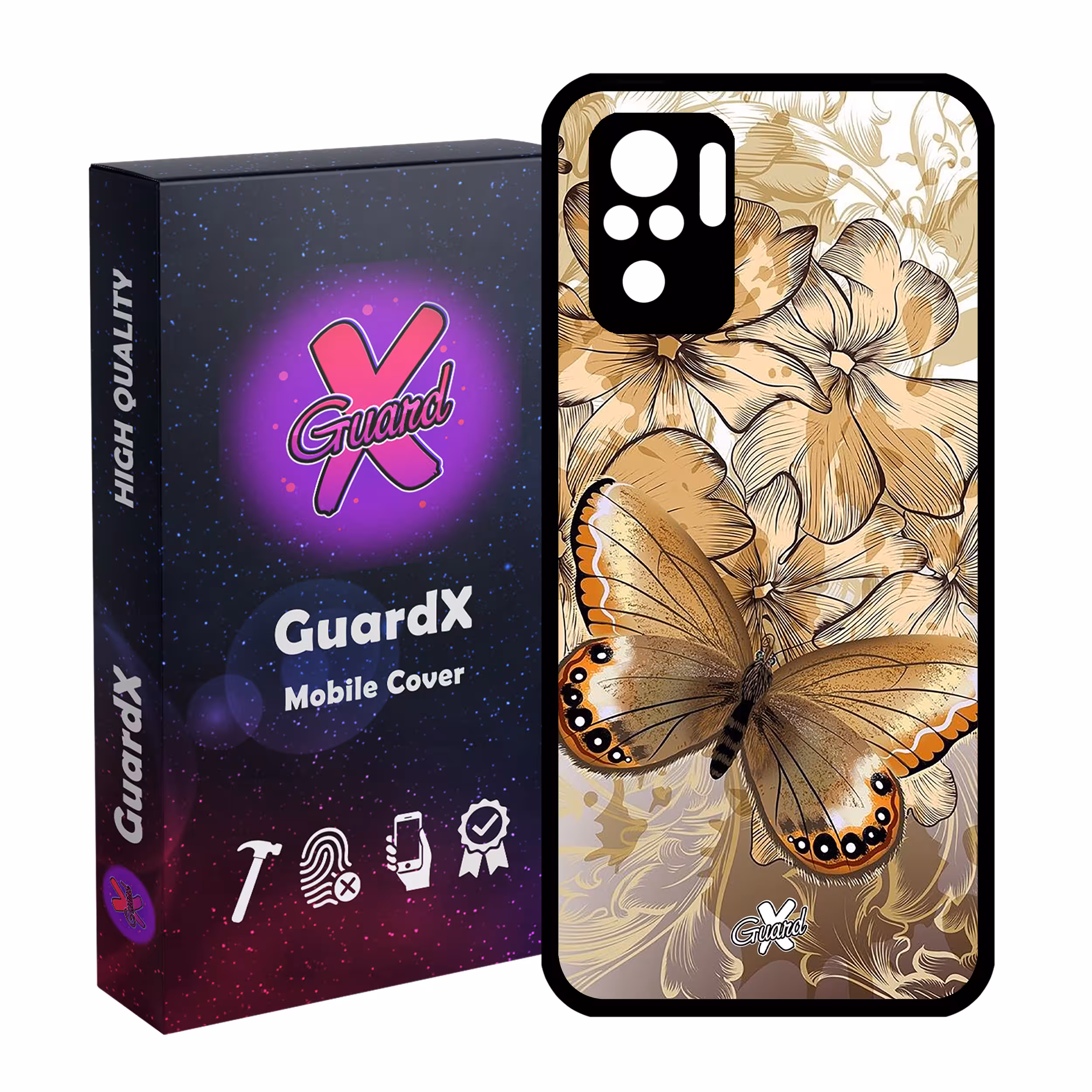 کاور گارد ایکس طرح پروانه مدل Glass10272 مناسب برای گوشی موبایل شیائومی Redmi Note 10 4G / Note 10S