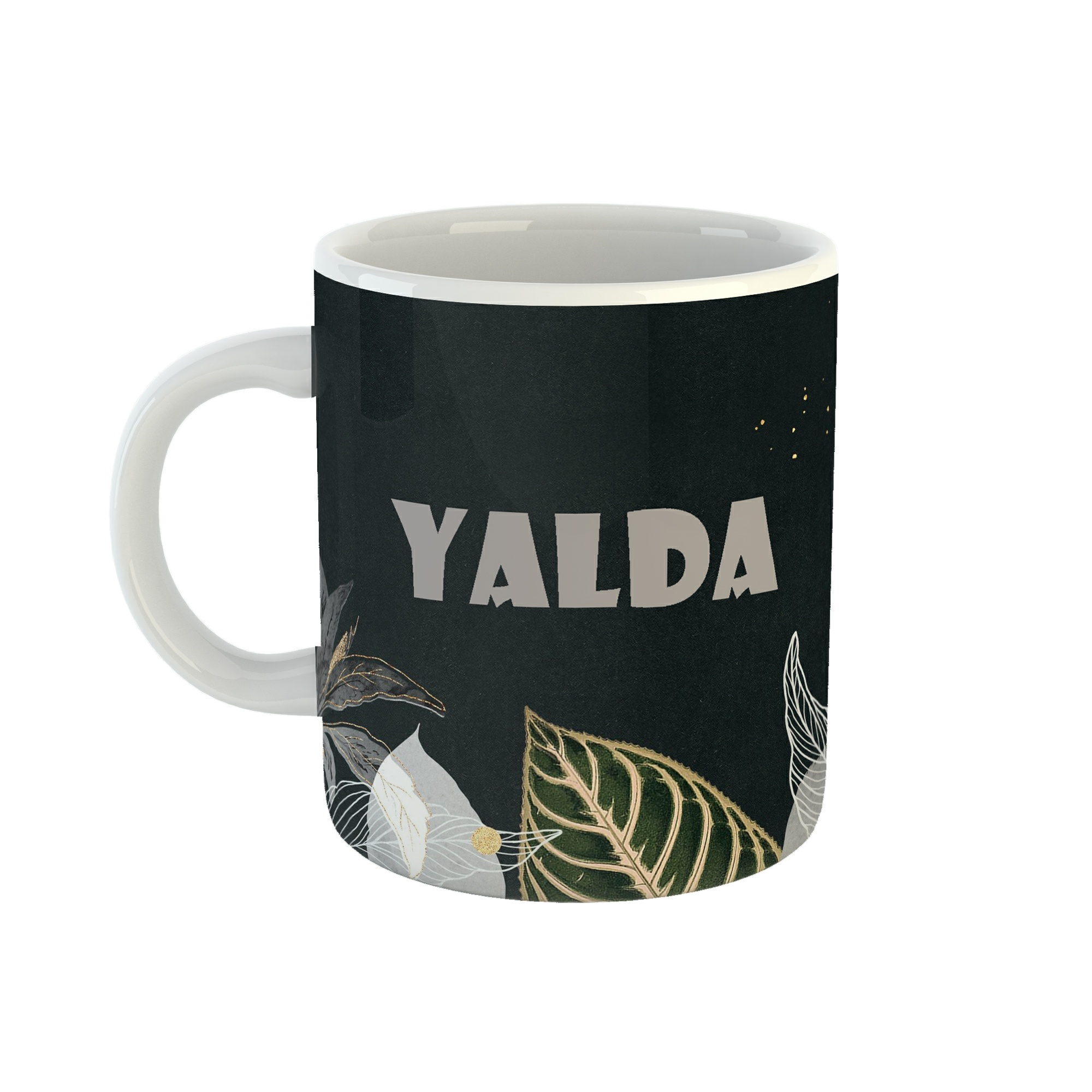 ماگ طرح اسم یلدا مدل برگ کد 590