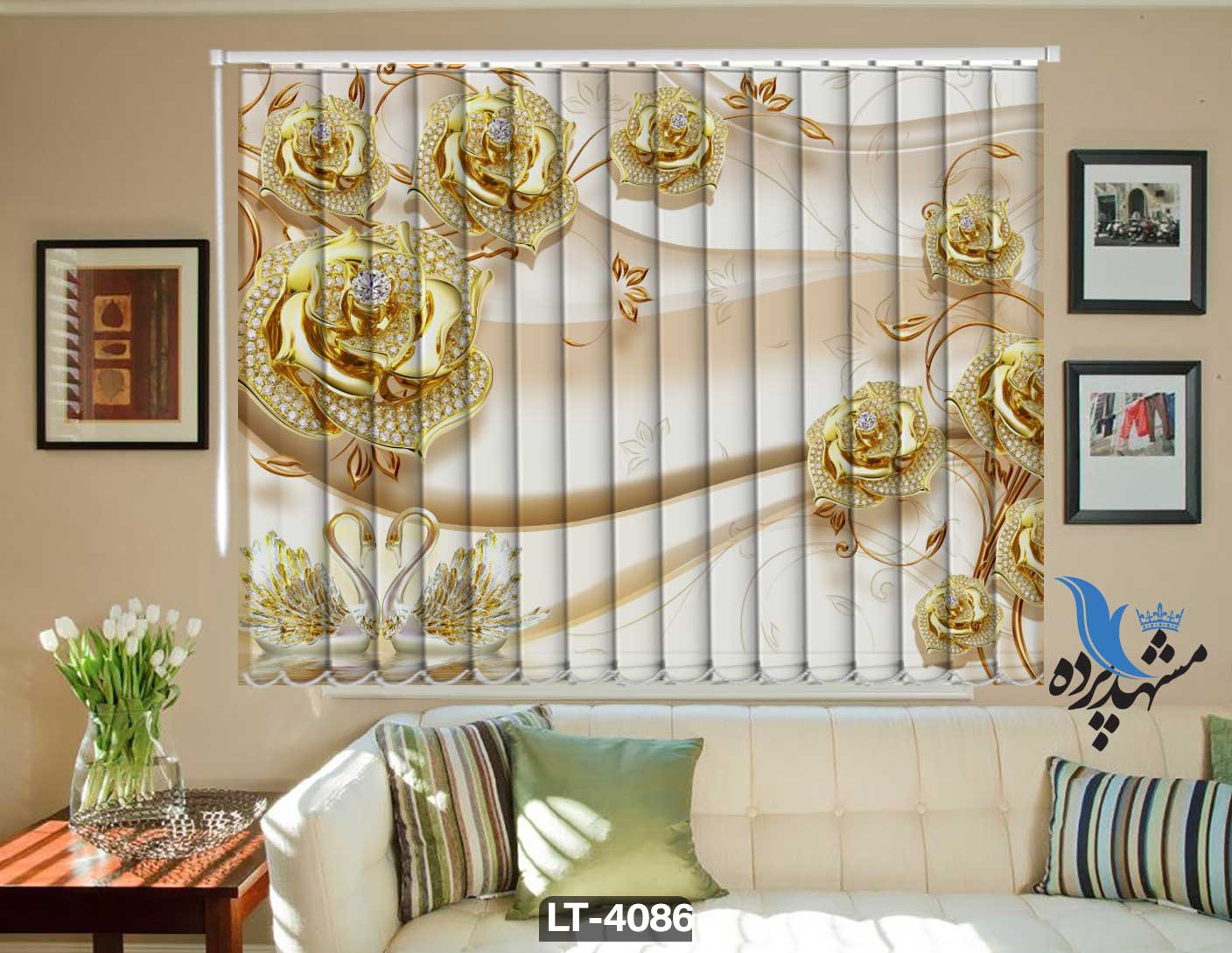 پرده لوردراپه تصویری گل LT4086