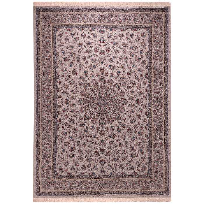 فرش ماشینی زمرد مشهد مدل 55001 زمینه کرم