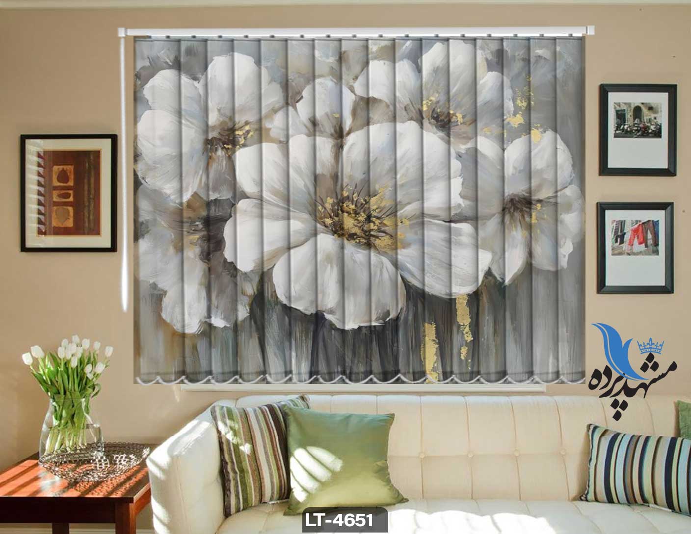 پرده لوردراپه تصویری گل LT4651