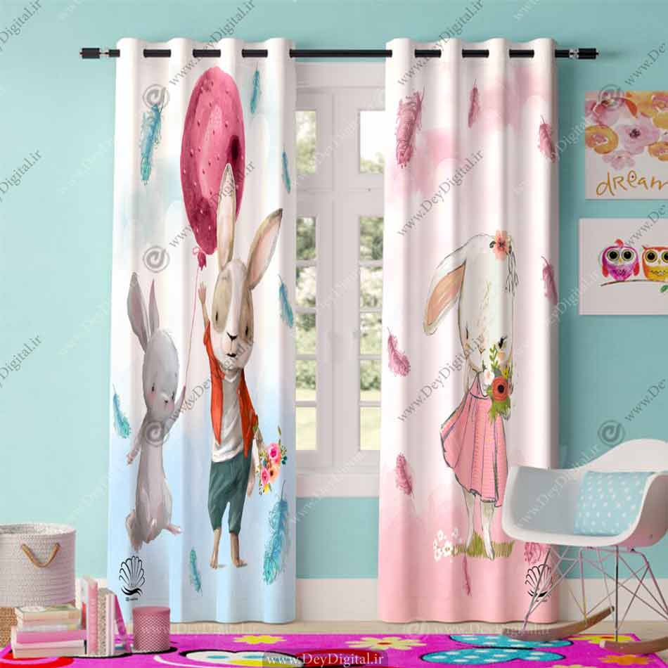 پرده چاپی فانتزی طرح خرگوش PK-2834