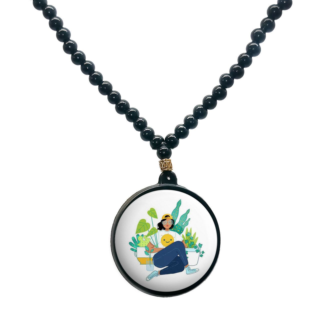 گردنبند پرمانه طرح دخترونه کد pmd.4402 مدل دو طرفه