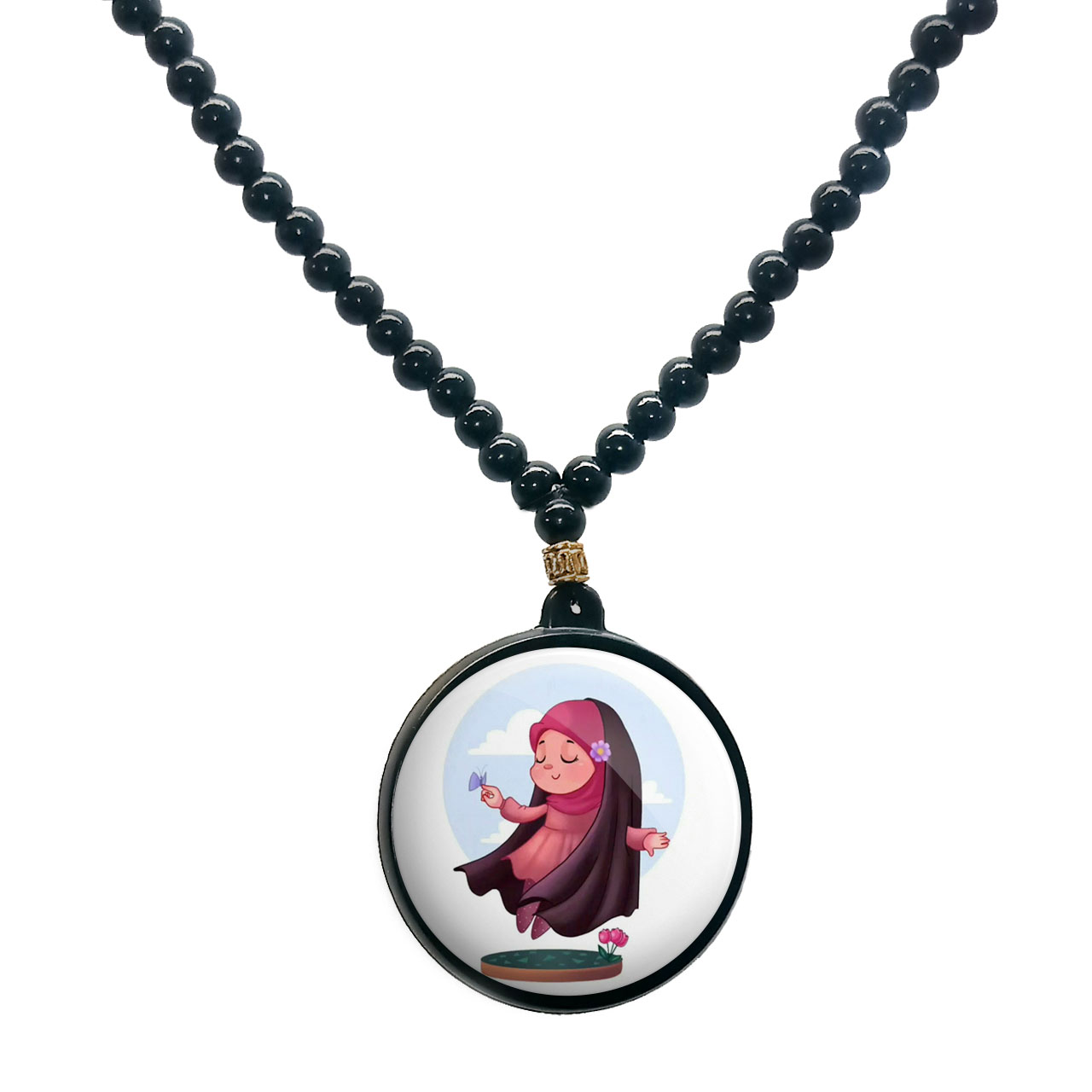 گردنبند پرمانه طرح حجاب کد pmd.24028 مدل دو طرفه