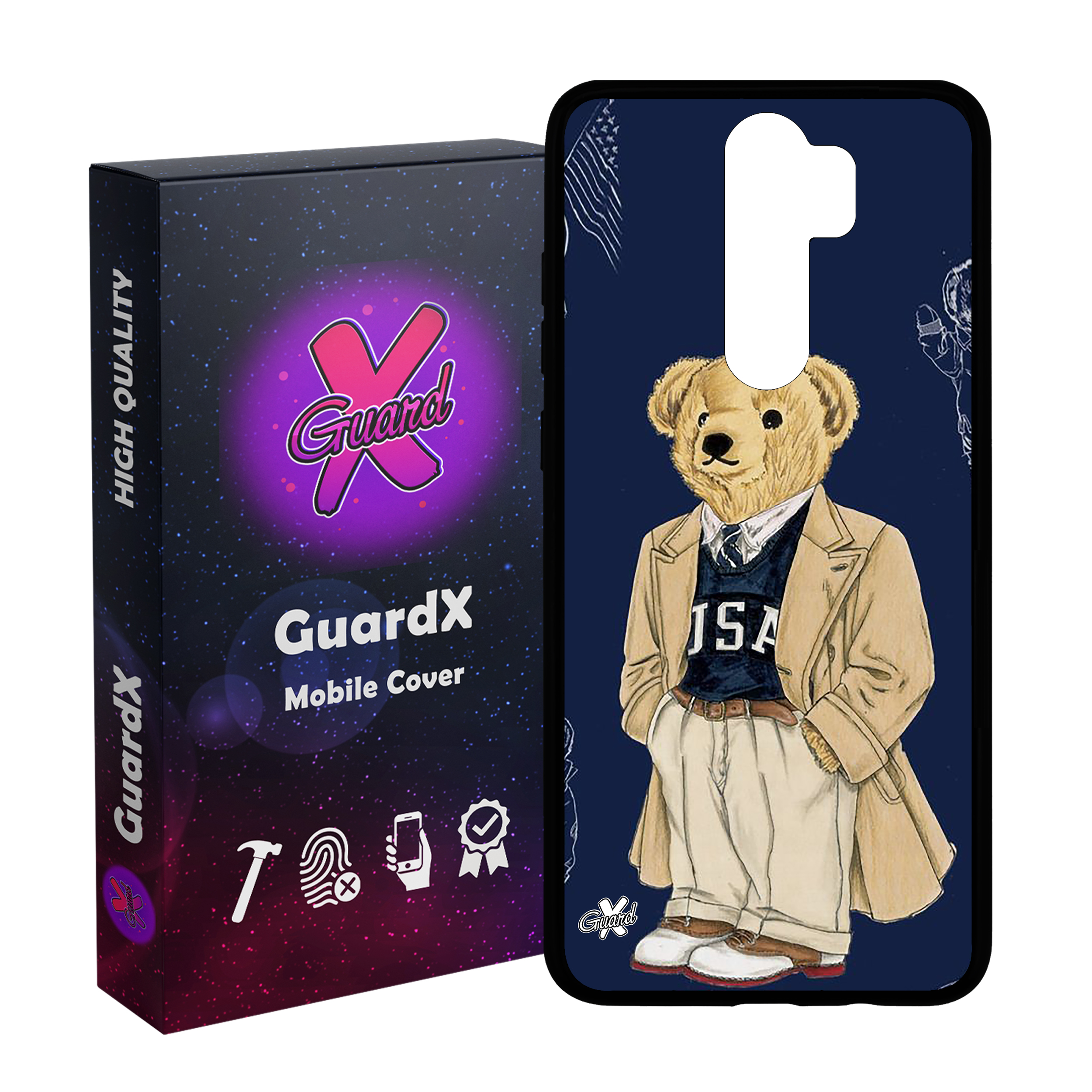 کاور گارد ایکس طرح خرس مدل Glass10427 مناسب برای گوشی موبایل شیائومی Redmi Note 8 Pro