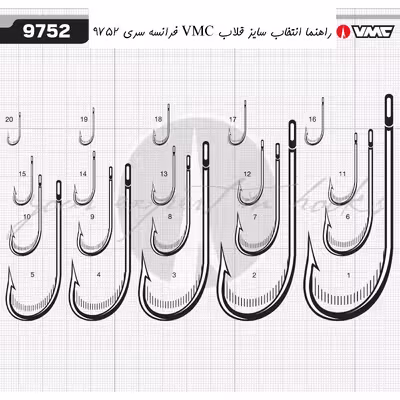 قلاب ماهیگیری وی ام سی کد 9752 سایز TI 16 بسته 10 عددی