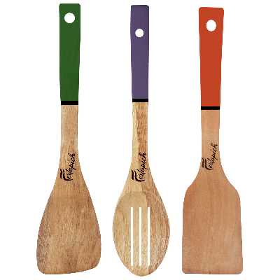 سرویس کفگیر و ملاقه 3 پارچه فرتاپیچ مدل چوبی کد 034