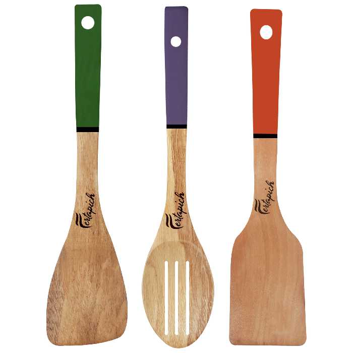 سرویس کفگیر و ملاقه 3 پارچه فرتاپیچ مدل چوبی کد 034