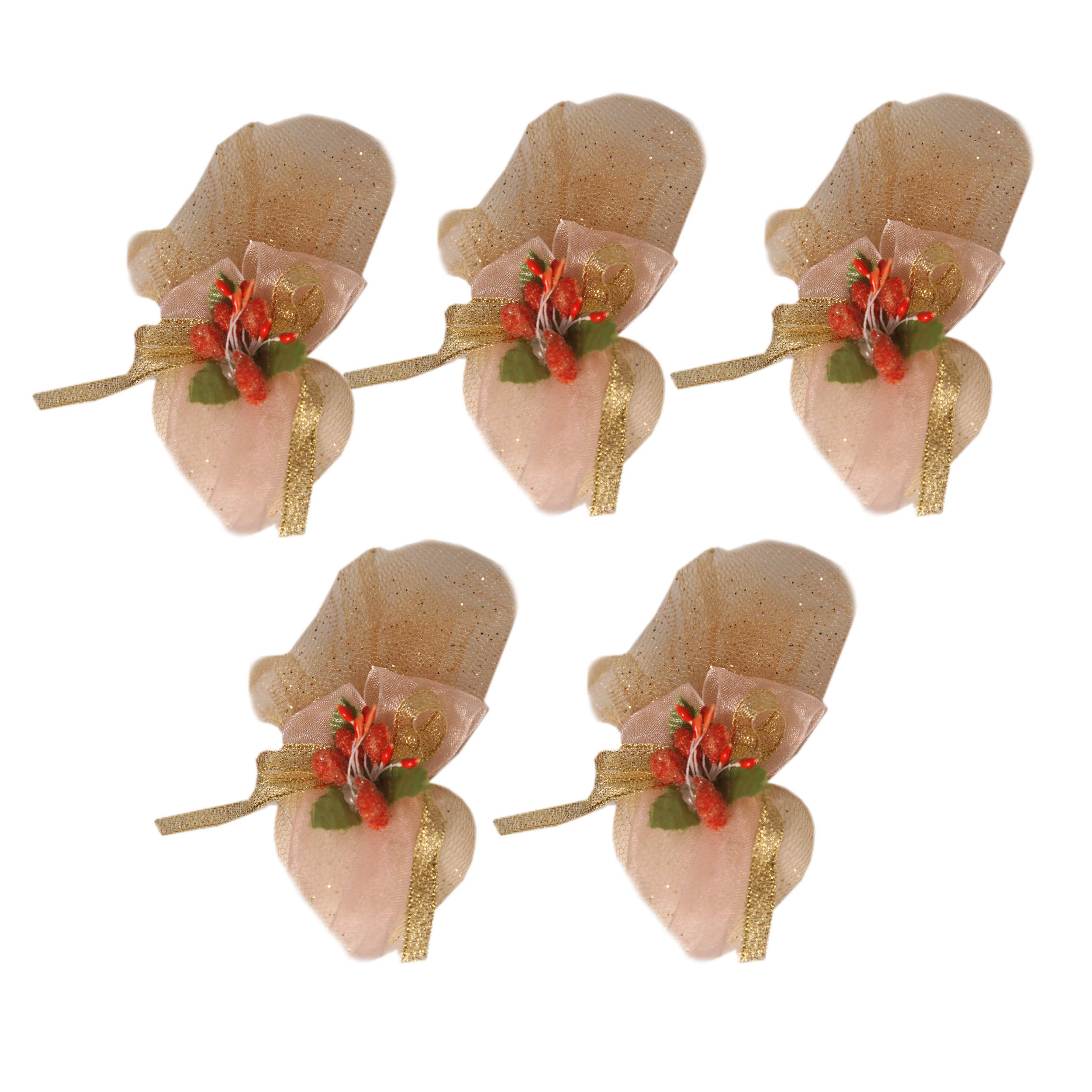 گیفت عروس مدل تک قلب گل خوشه ای بسته 5 عددی