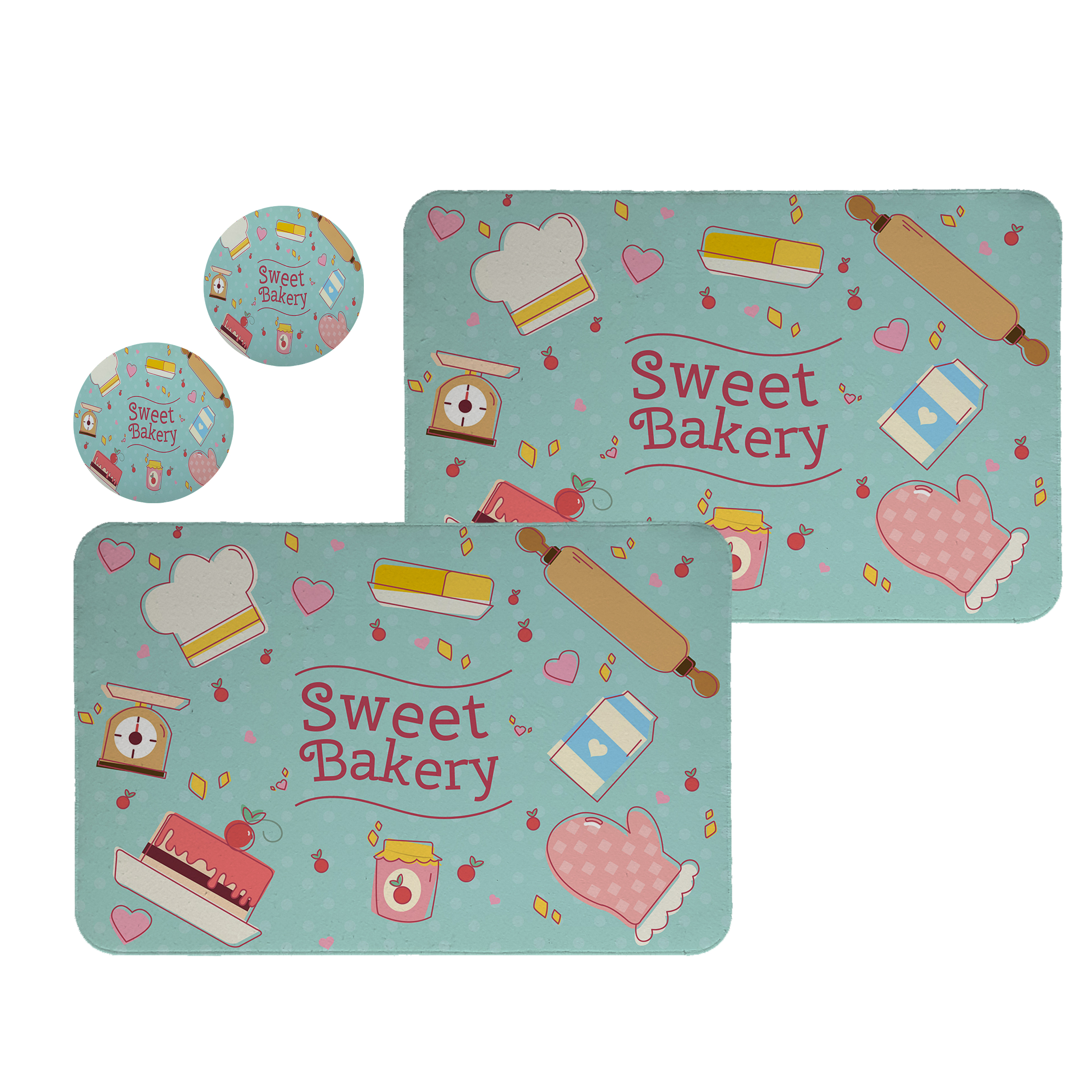 زیربشقابی طرح kitchen کد 8527 مجموعه 2عددی همراه زیرلیوانی