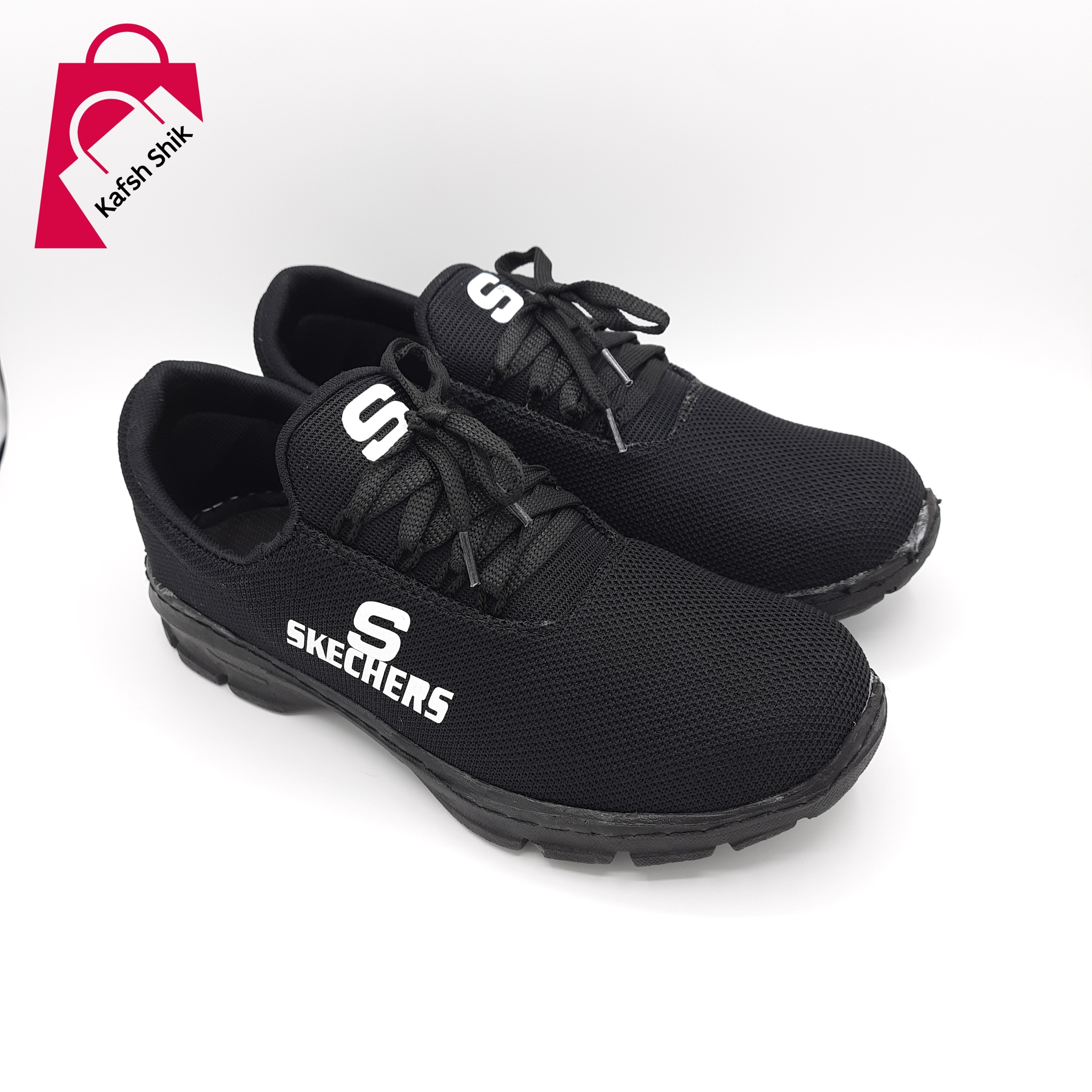 کفش اسپرت و پیاده روی اسکیچرز تمام مشکی ملانچ سایزهای 36 تا 44 سبک و راحتی 