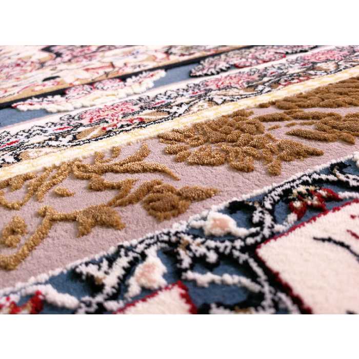 فرش ماشینی زمرد مشهد مدل 22000 زمینه گردویی