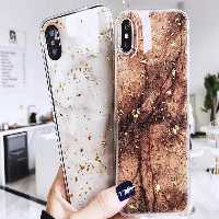 کاور ماربل با تکه های طلایی مناسب برای گوشی مدل آیفون  6 PLUS