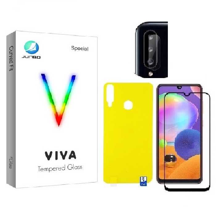 محافظ صفحه نمایش جانبو مدل FUL مناسب برای گوشی موبایل سامسونگ Galaxy A20s به همراه محافظ پشت گوشی و محافظ لنز دوربین | کالا برتری