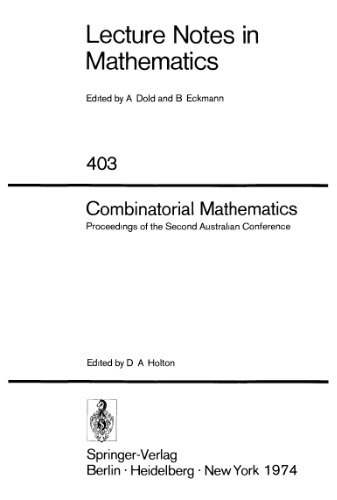 خرید و دانلود نسخه کامل کتاب Combinatorial mathematics; proceedings of the second Australian conference