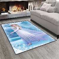 فرش چاپی طرح السا با لباس سفید زمینه آبی PK-5273