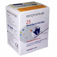نوار تست قند خون بایونیم(BIONIME) مناسب دستگاه GM110 و GM300 تاریخ انقضا برج 11 سال 2025