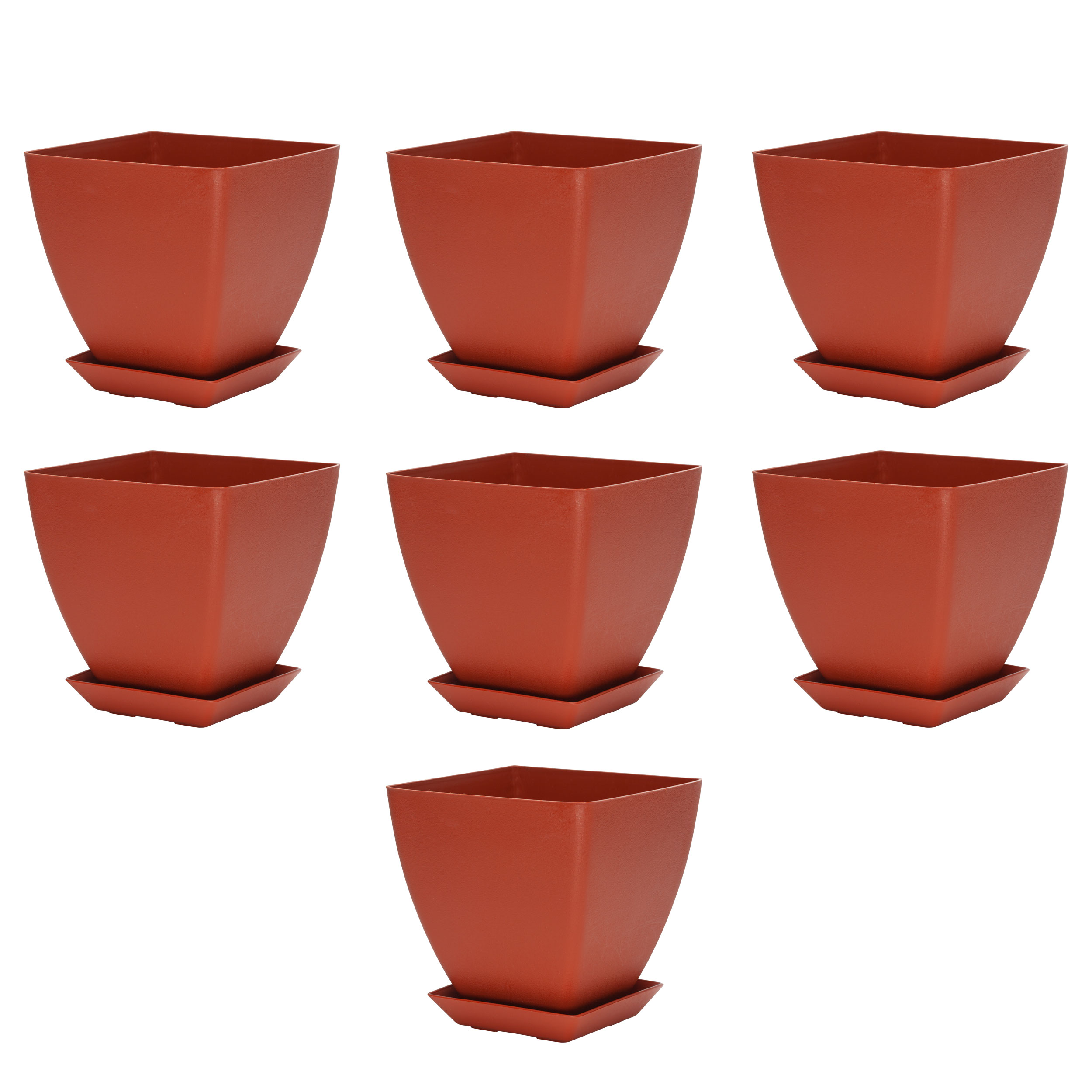 گلدان گل آذین مدل پلاستیکی مربع کد 3 مجموعه 7 عددی