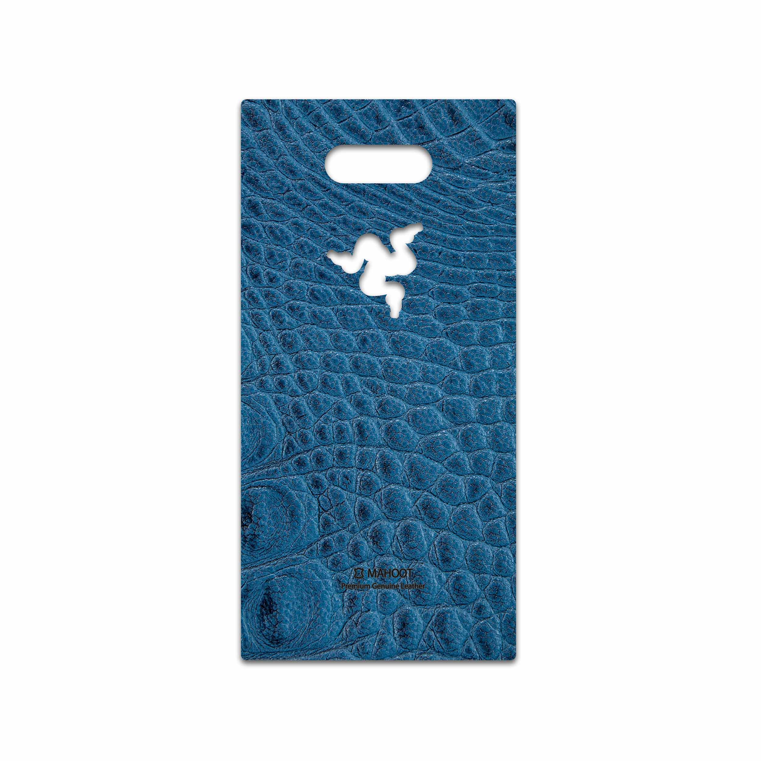 برچسب پوششی ماهوت مدل Blue-Crocodile-Leather مناسب برای گوشی موبایل ریزر Phone 2