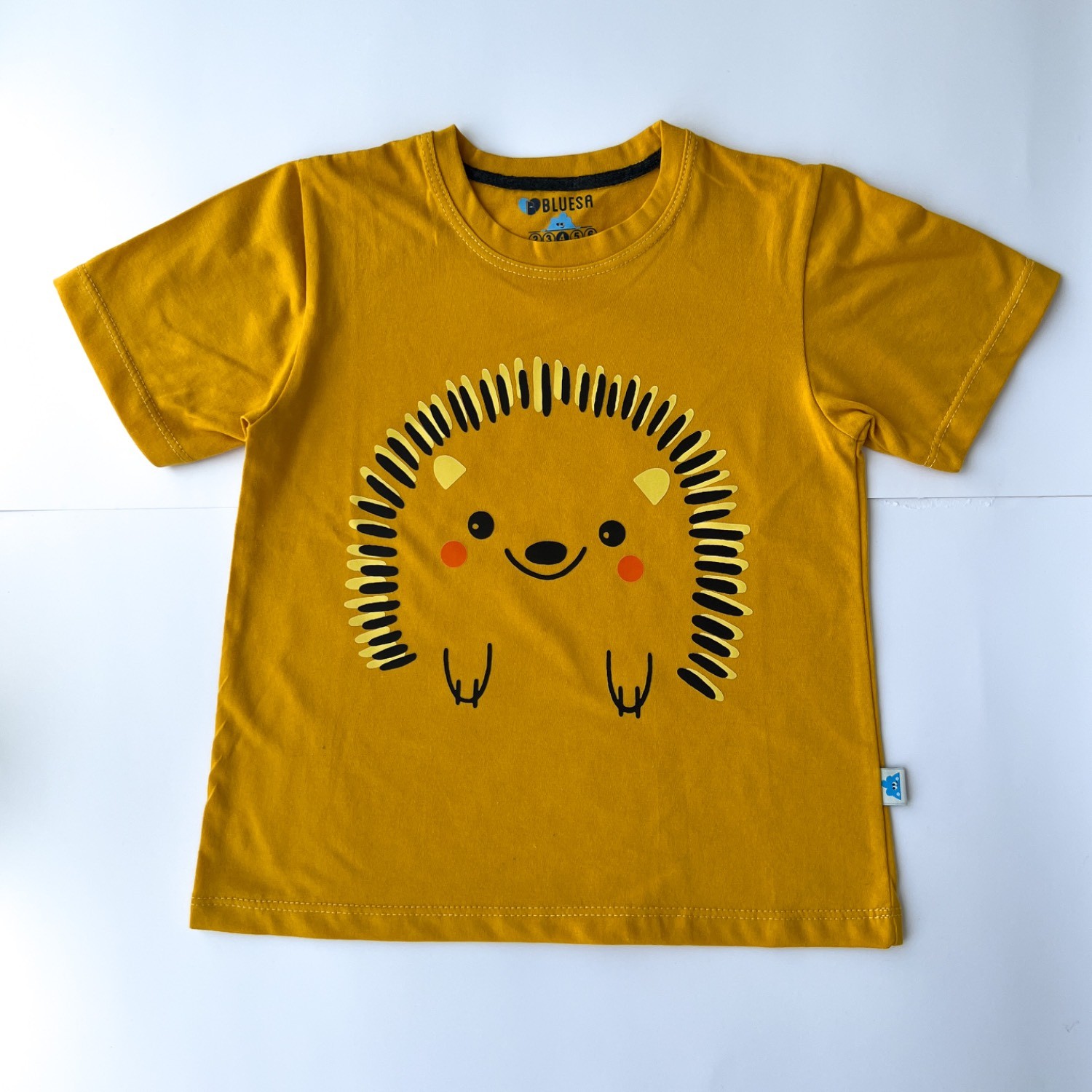 تیشرت دخترانه نخ پنبه زرد طرح جوجه تیغی