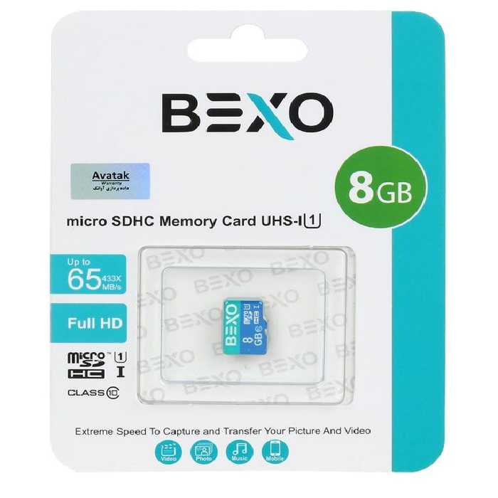 کارت حافظه microSDHC بکسو مدل 433X کلاس 10 استاندارد UHS-I U1 سرعت 65MB/s ظرفیت 8 گیگابایت
