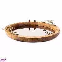 سینی گرد کف آینه ای گلد گیش مدل گلدن برد سایز بزرگ کد GK829506