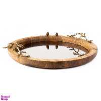 سینی گرد کف آینه ای گلد گیش مدل گلدن برد سایز بزرگ کد GK829506