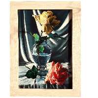 تابلو نقاشی رنگ روغن طرح گل رز کد 2501