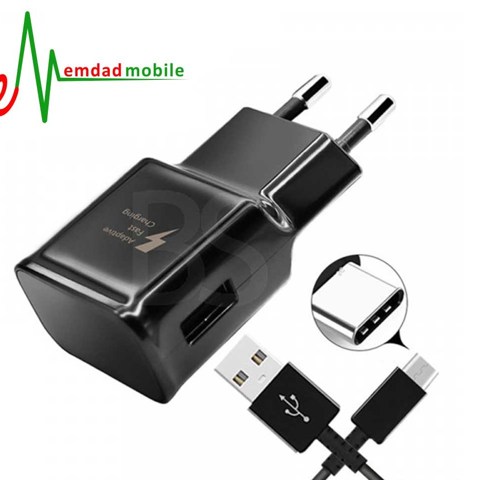 شارژر فست شارژ اصلی به همراه کابل تایپ سی type c شارژر اورجینال اصلی TYPE-C اداپتور تایپ سی سامسونگ کلگی و کابلqc3