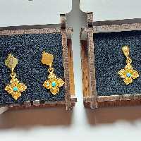 نیمست نقره925 عیار با آبکاری طلا ثابت وسنگ فیروزه نیشابور