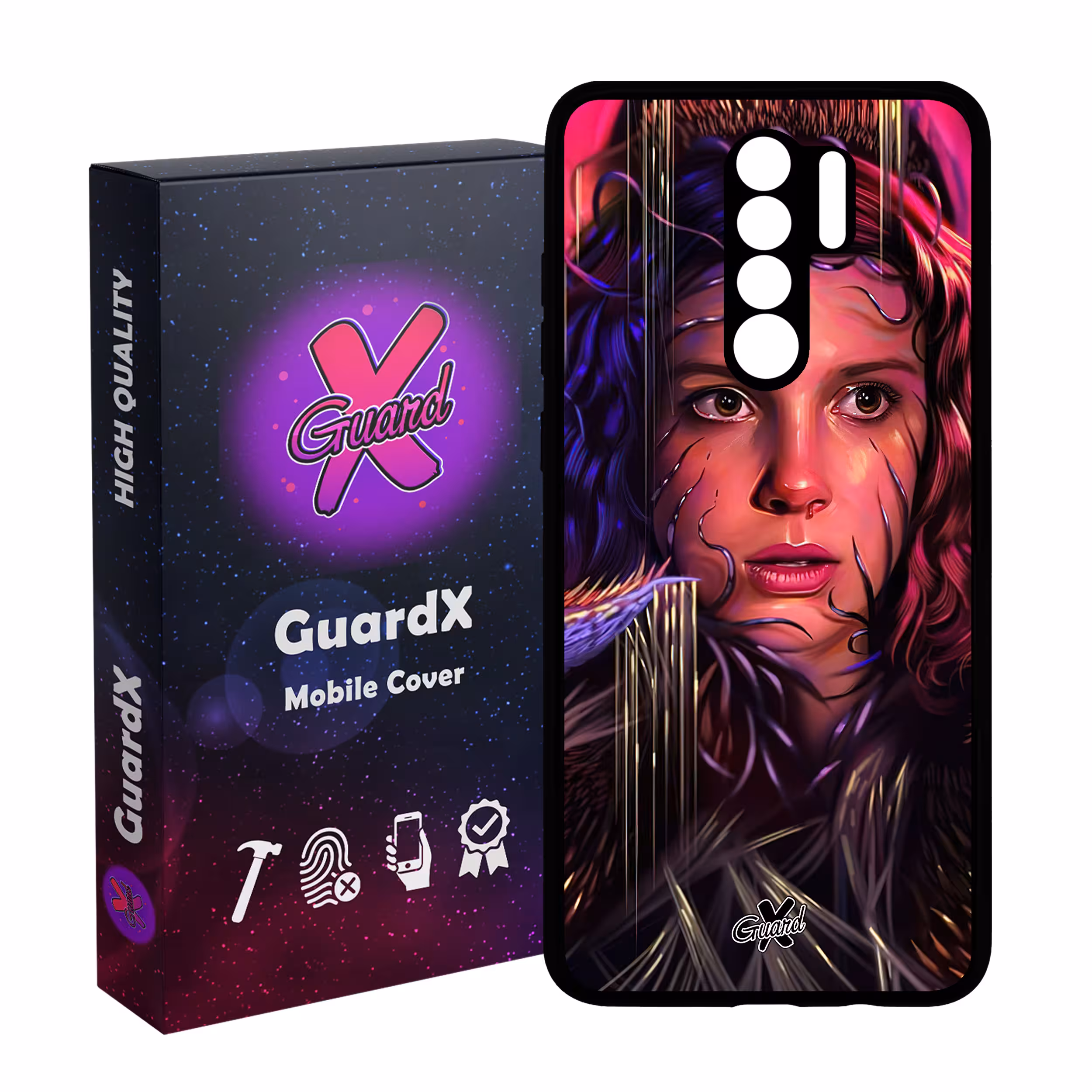 کاور گارد ایکس طرح Stranger Things مدل Glass10462 مناسب برای گوشی موبایل شیائومی Redmi 9/Redmi 9 Prime/Poco M2