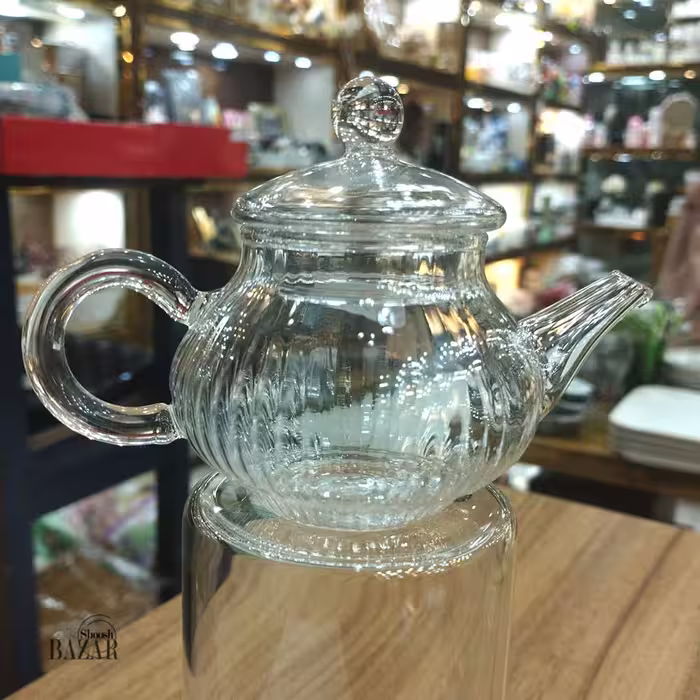 قوری زعفران تمام پیرکس شیاردار کوچک