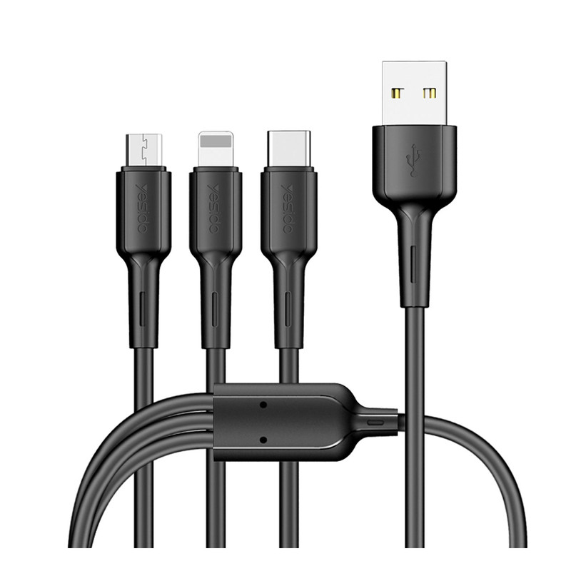 کابل تبدیل USB به لایتنینگ/ microUSB /USB-C یسیدو مدل CA41 طول 1 متر