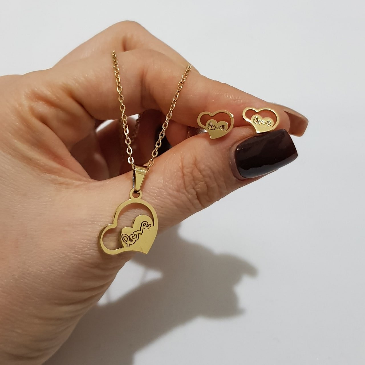 نیم ست استیل LOVE کد 3298 رنگ ثابت