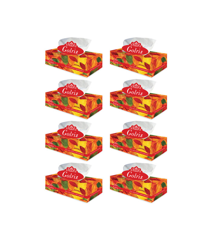 دستمال کاغذی 100 برگ گلریز مدل برگریزان بسته 8 عددی